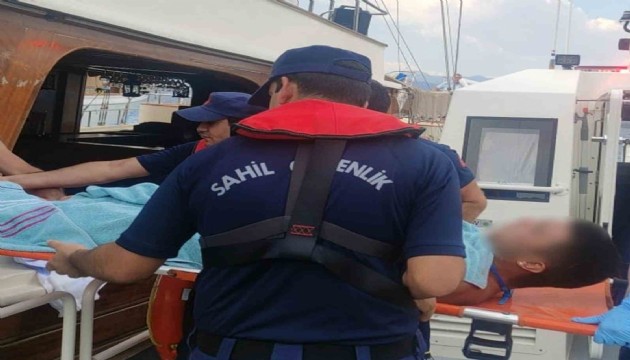 Fethiye'de teknede yaralanan iki vatandaşa Sahil Güvenlikten tıbbi tahliye