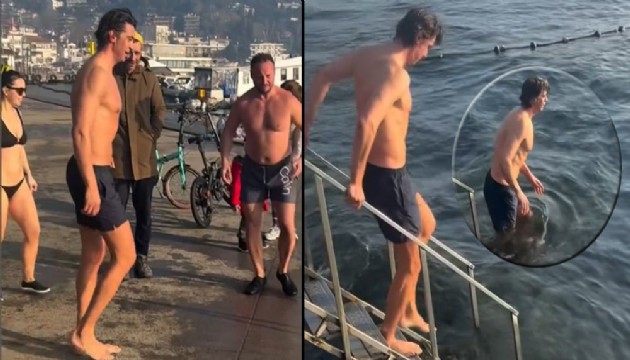 İbrahim Kutluay karlı havada Bebek'te denize girdi
