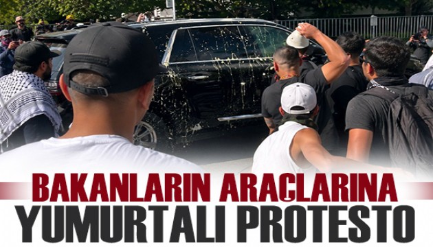 Bakanların araçlarına yumurtalı protesto!
