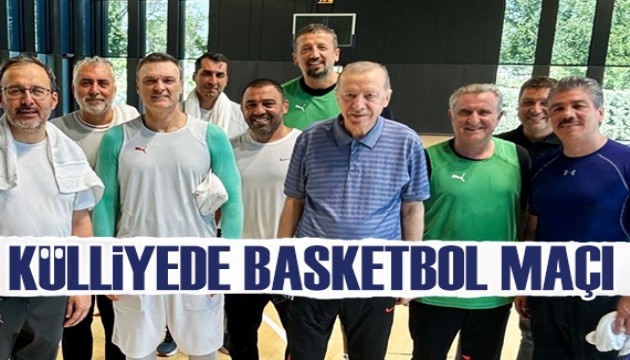 Erdoğan'dan külliyede basketbol maçı