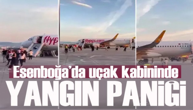 Esenboğa'da uçak kabininde yangın paniği!