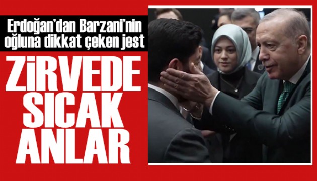 Erdoğan, Barzani'nin oğlunu 'Maşallah' diyerek karşıladı! Kameralara böyle yansıdı