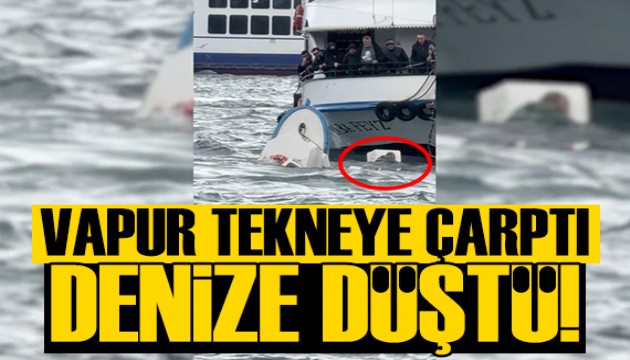 Karaköy'de vapur tekneye çarptı