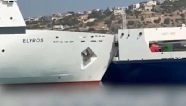 Girit'te yolcu gemisi ile yük gemisi çarpıştı
