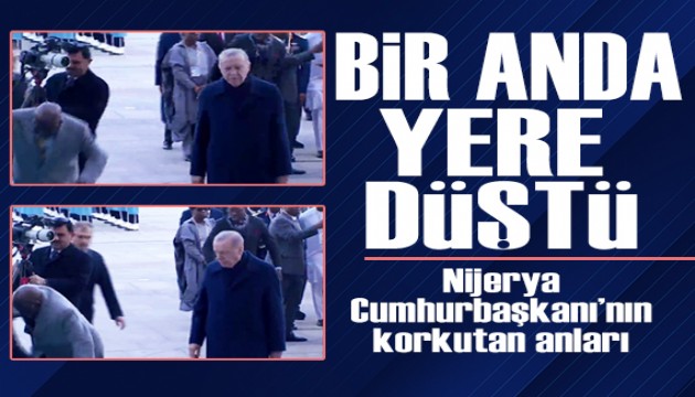 Beştepe'de korkutan anlar: Nijerya Cumhurbaşkanı bir anda yere kapaklandı